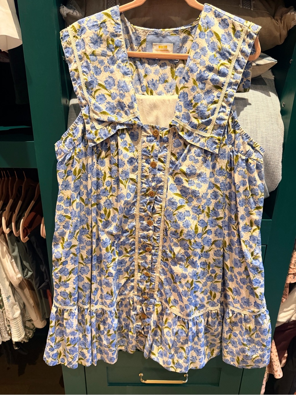 NWOT Maeve Sleeveless Blue Floral Ruffle Hem Women’s Top - Picture 2 of 4